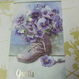 Kort Grattis (sko med blommor)