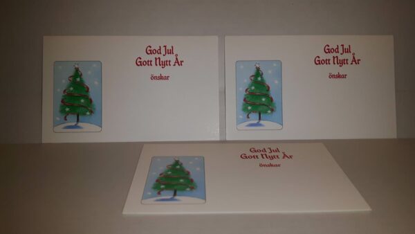 Kort GOD JUL GOTT NYTT ÅR Enkelt kort 9,2 x 5,6  - 5 st kort m kuvert
