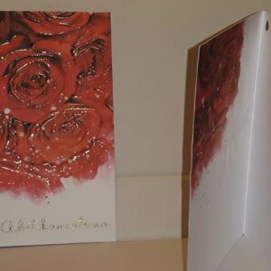 Kort FRÅN ARBETSKAMRATERNA med rosor Dubbelkort 9,9 x 6,5 kuvert ingår – 5 st kort m kuvert