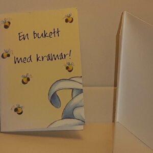 Kort EN BUKETT MED KRAMAR Dubbelkort 9,5 x 6,4 kuvert ingår  – 5 st kort m kuvert