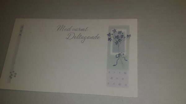 Kort MED VARMT DELTAGANDE pastelblomma Enkelt kort 9,2 x 5,6 kuvert ingår - 5 st kort med kuvert