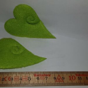Hjärtan filt gröna med snurr 2 st