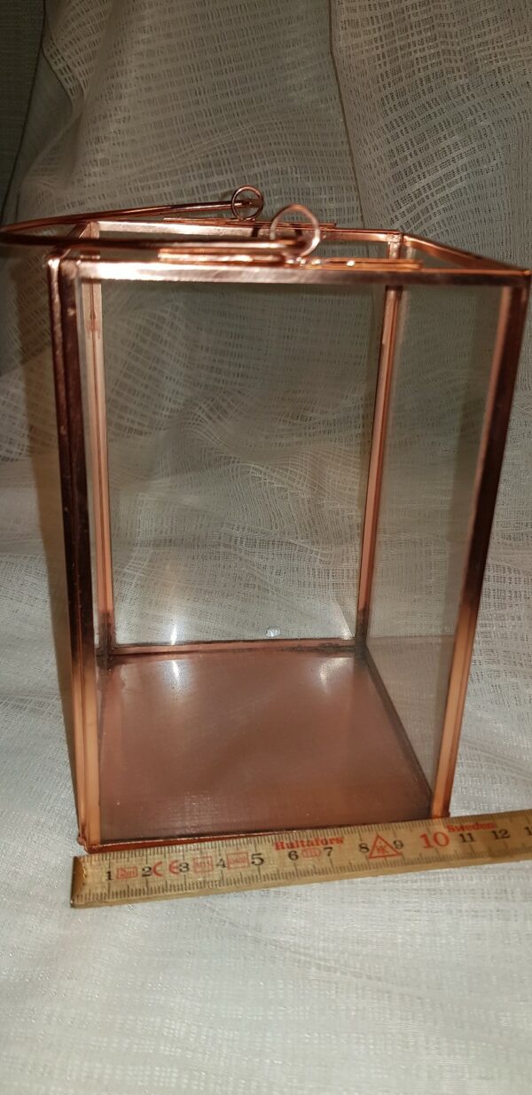Lykta - glas kopparkanter Ca b10,5 x h15,5