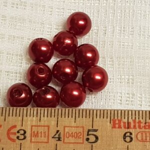 Pärla Röda glansig  6-7 mm med hål – 60 st