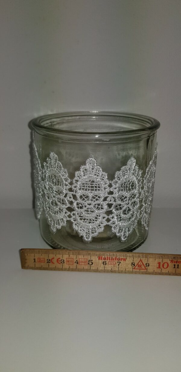 Kruka Vas i Glas med spets- vas - kruka - godisburk m.m.