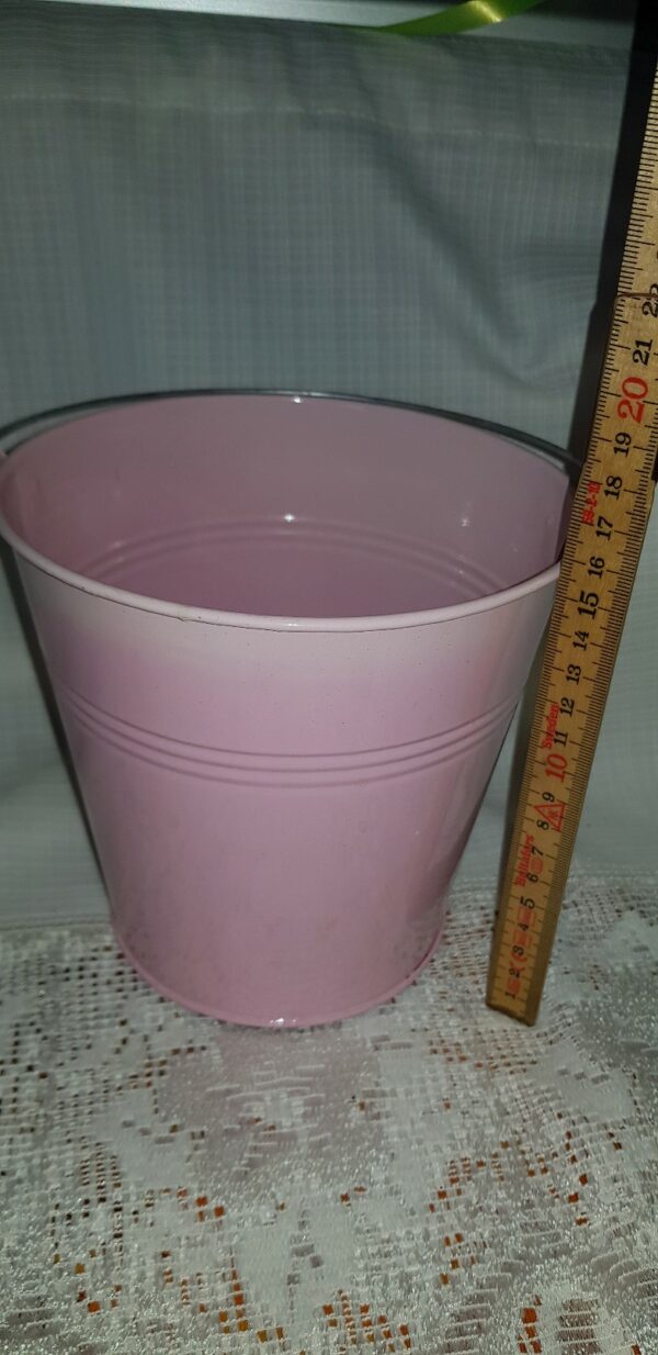 Kruka plåt rosa med handtag - Bild 3
