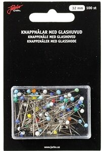 Knappnålar med glashuvud 100st