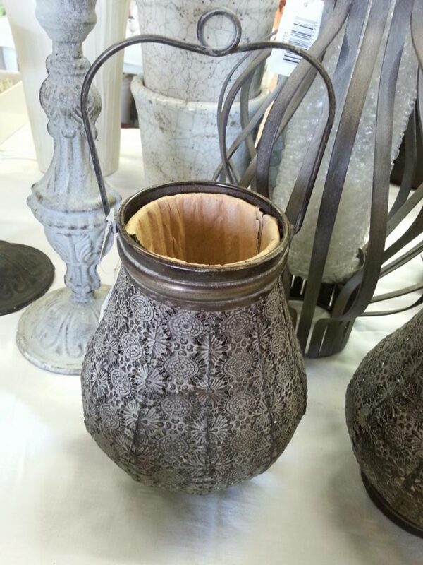 Ljuslykta metall - orientaliskt - mönster - glas insatts för ljuset