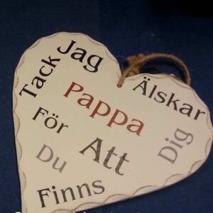 HJÄRTA Världens bästa Pappa med mycket text 15,5×15