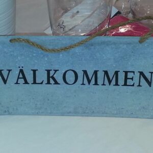 Välkommen skylt i metall mått 30×15 cm